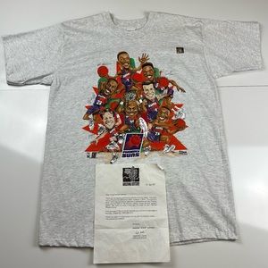Vintage 1993 Phoenix Suns Team Salem T Shirt Size Large Caricatures NBA USA